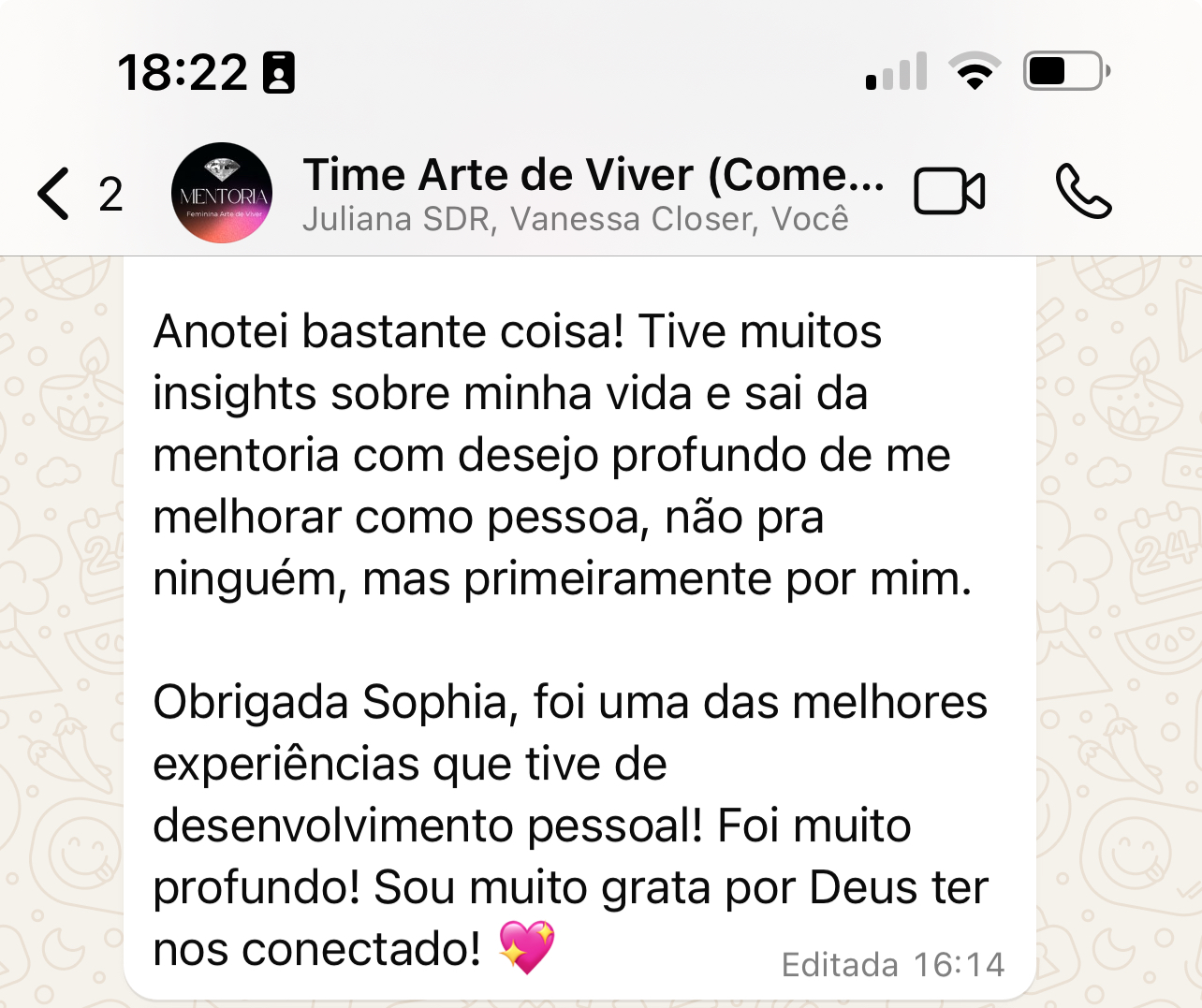Depoimento de aluna 6